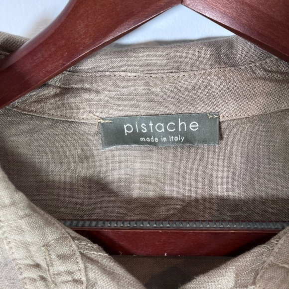 Pistache Made in Italy 100% Linen 3/4 Sleeve Button Up Blouse size Small - Picture 2 of 9